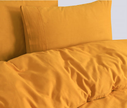 100% Egyptian Cotton Vintage Washed 500TC Mustard Queen Quilt Cover Set
