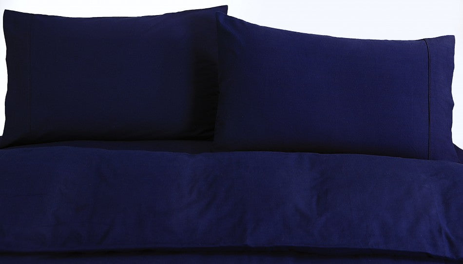 100% Egyptian Cotton Vintage Washed 500TC Navy Blue Single Quilt Cover Set