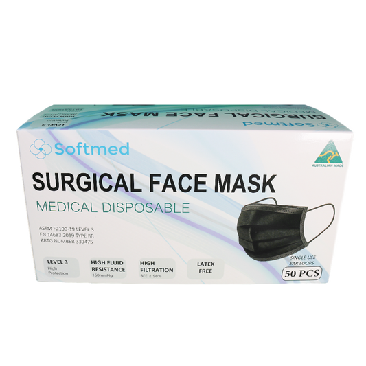 Level 3 Surgical Face Mask I Black 50 Masks 