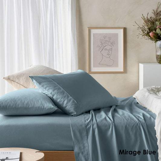 Eucalyptus Cotton Sheet Set I Mirage Blue I King