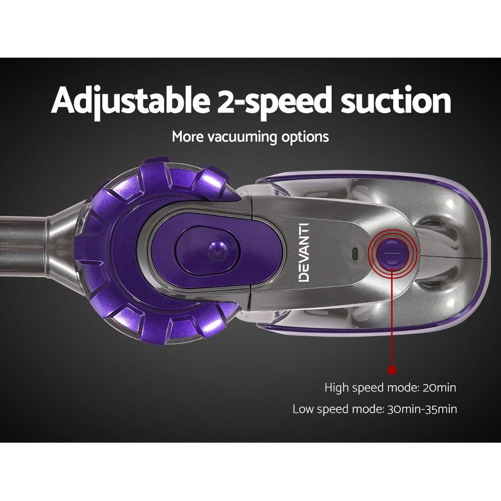 Devanti 150W Stick Handheld Vacuum Cleaner 2-Speed with Headlight (HEPA filter)