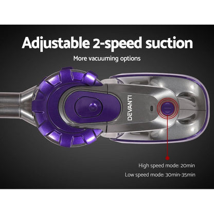 Devanti 150W Stick Handheld Vacuum Cleaner 2-Speed with Headlight (HEPA filter)